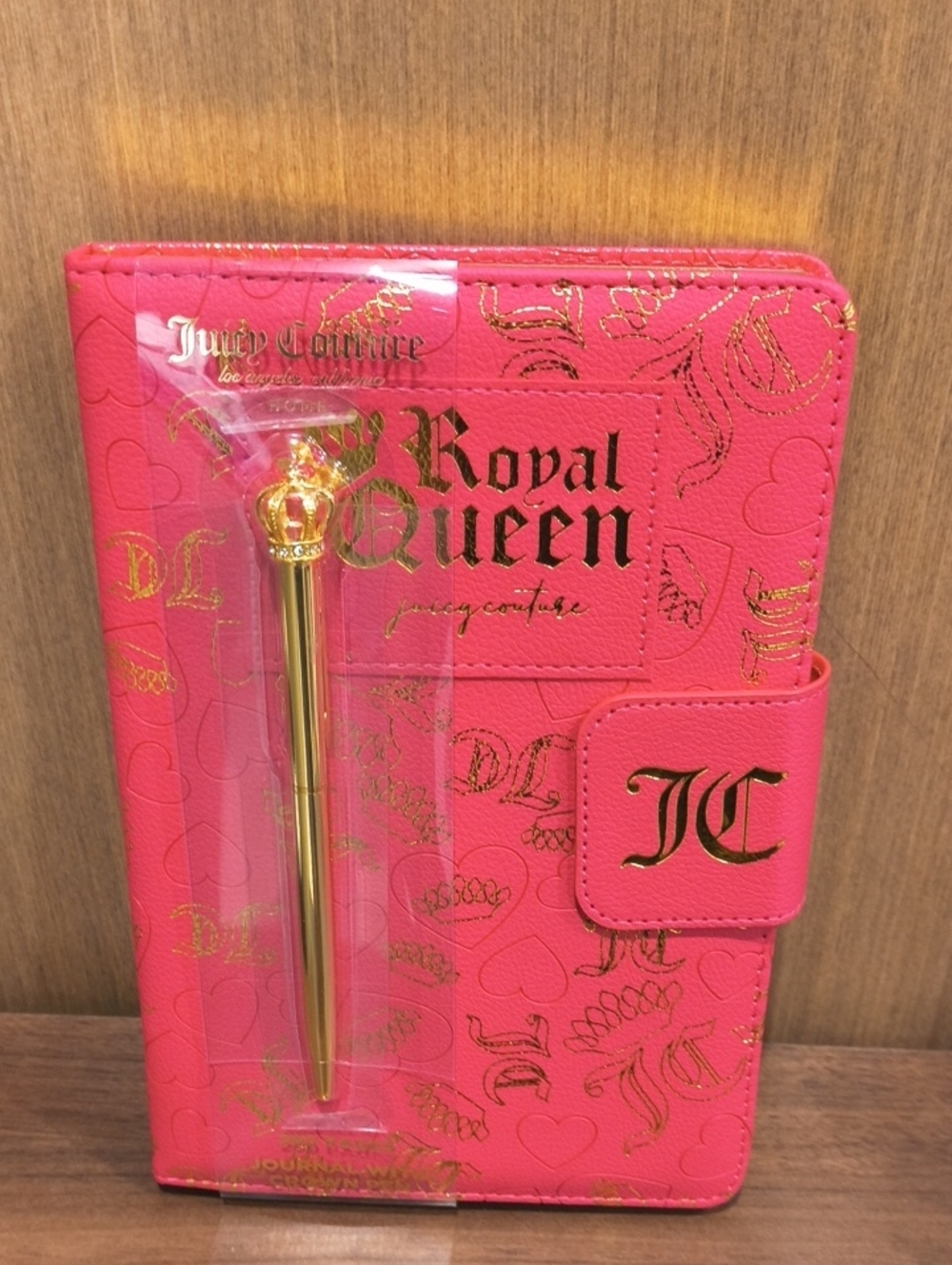 NWT Juicy Couture Hot Pink Royal Queen Journal with Gold Crown Pen